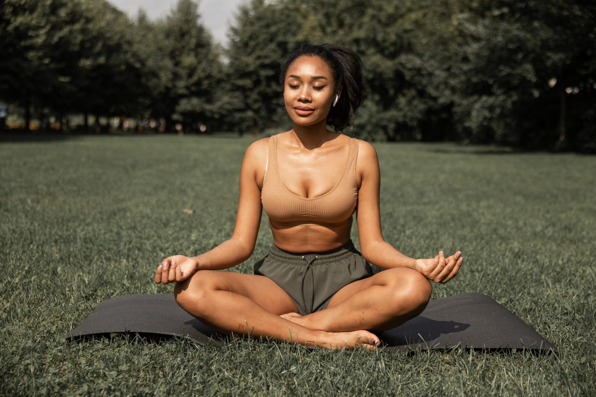 Women doing breathing exercises and yoga