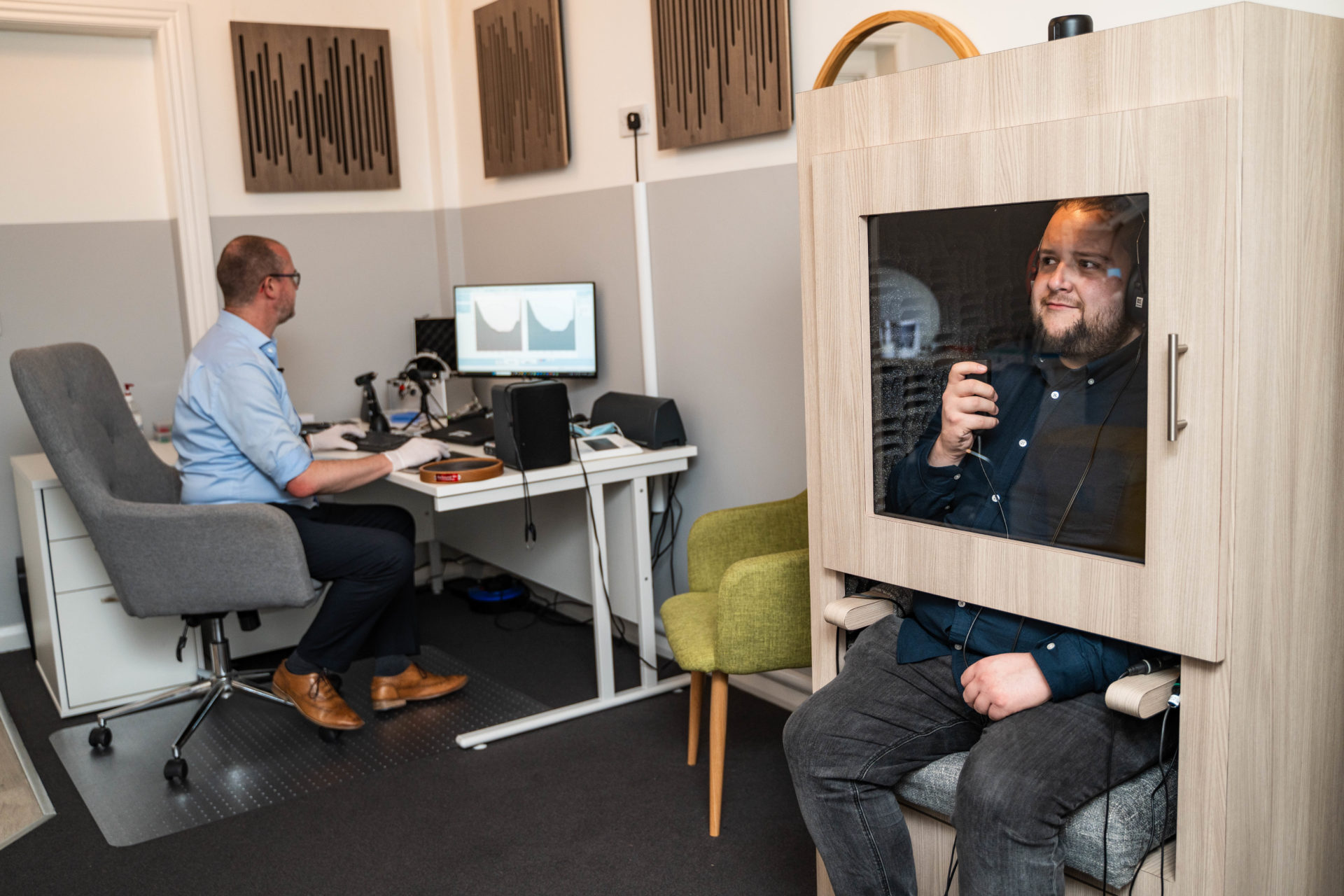 man having hearing test