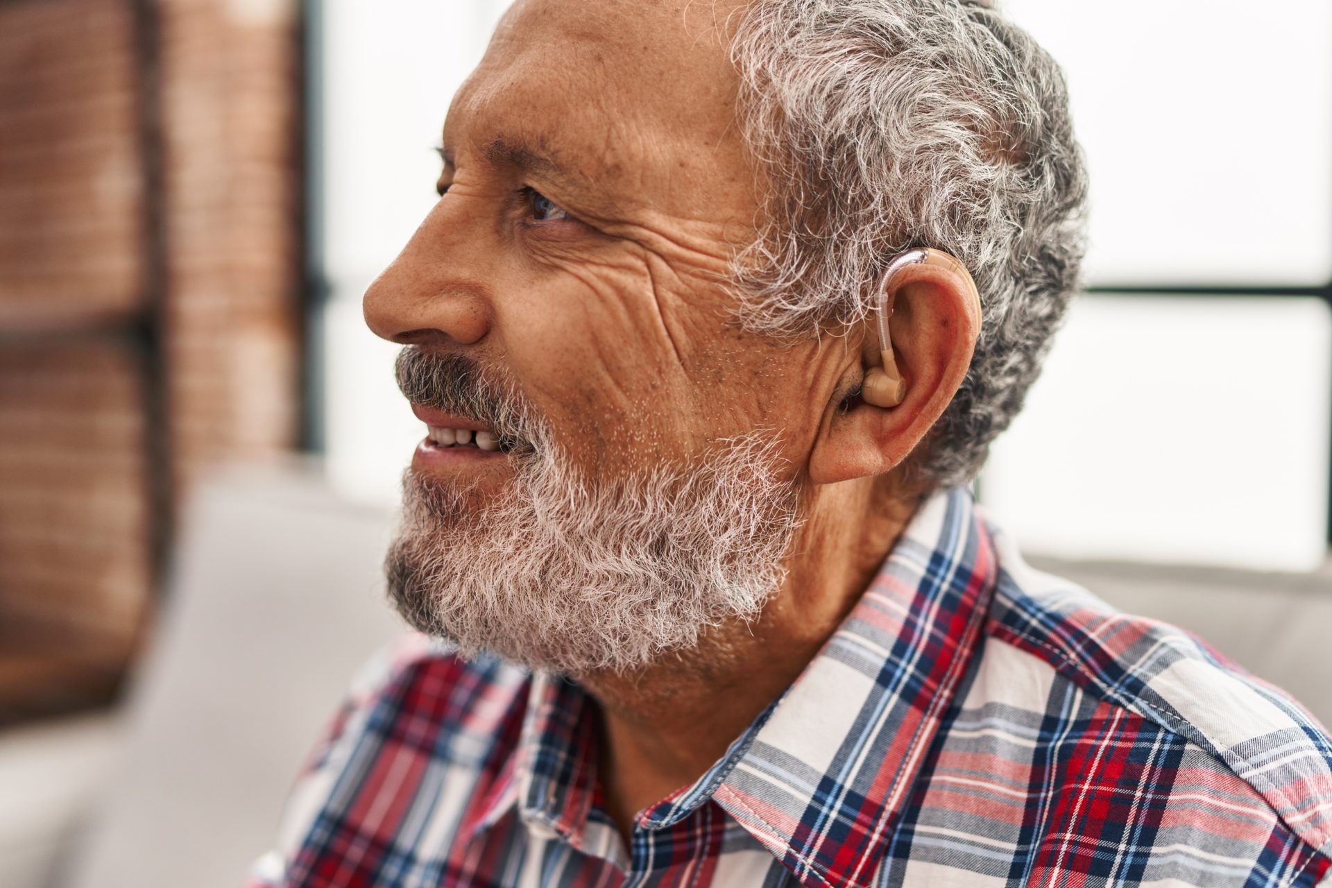 man wearing hearing aids